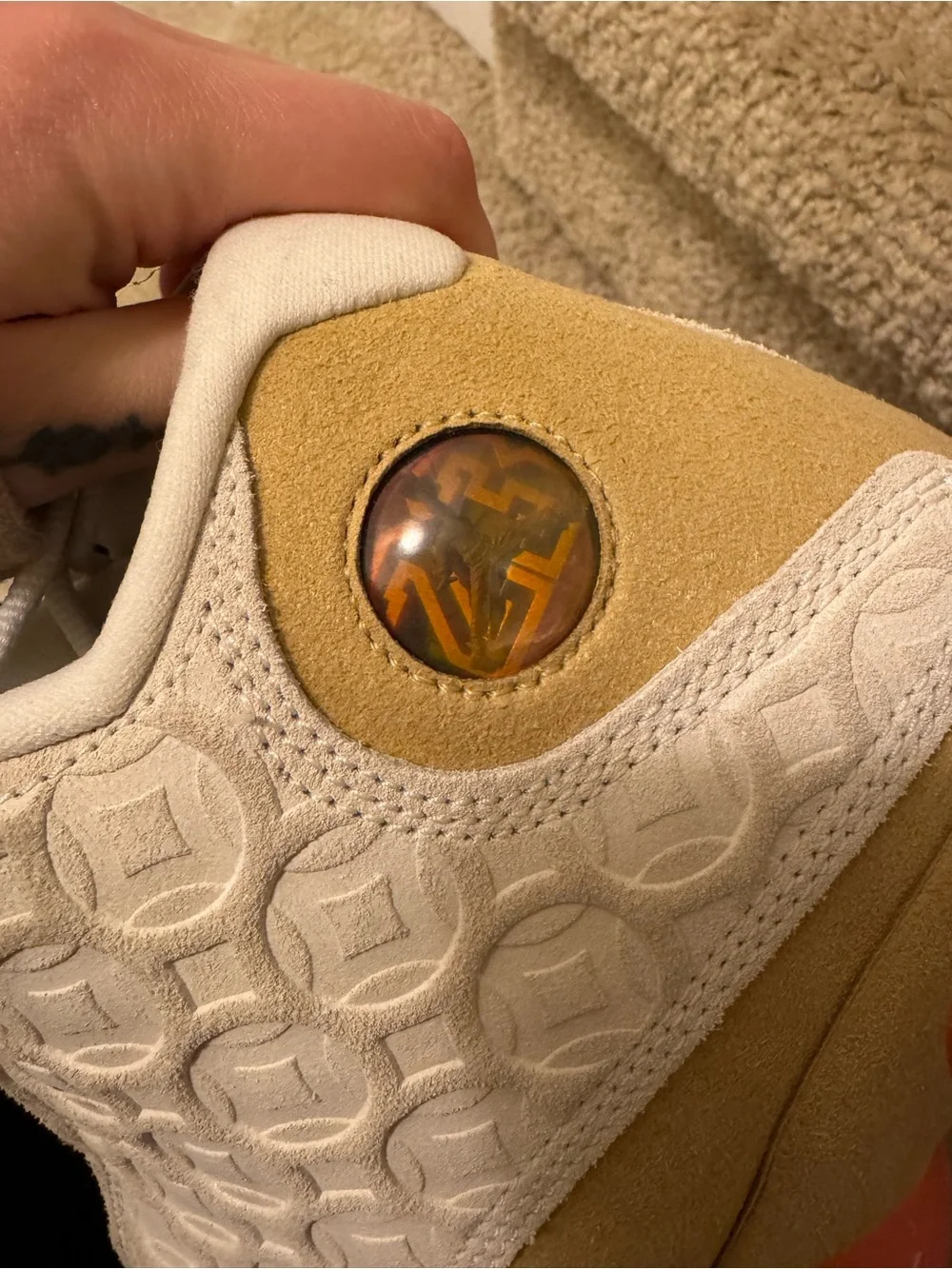 Jordan Men's Retro Sneakers in White and Tan
